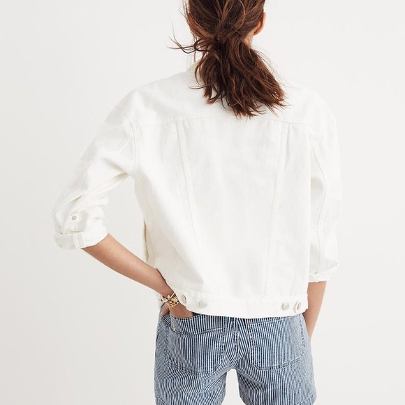 Madewell Boxy-Crop Jean Jacket in Tile White - Picture 3 of 3
